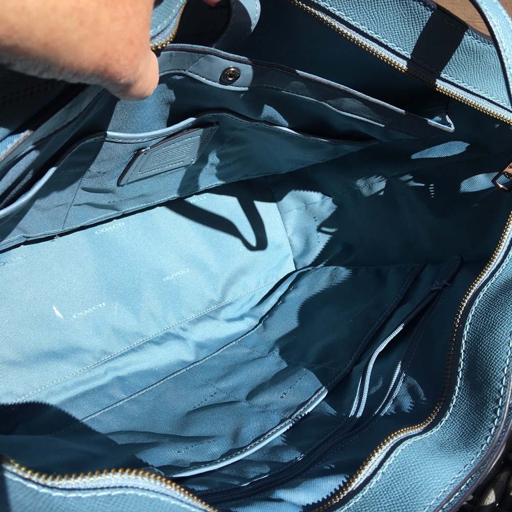 Authentic Blue Coach Zip Top Tote - EUC - Picture 9 of 14